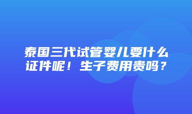 泰国三代试管婴儿要什么证件呢！生子费用贵吗？