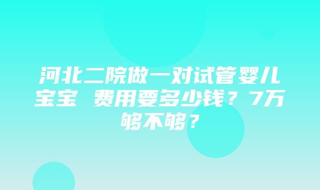 河北二院做一对试管婴儿宝宝 费用要多少钱？7万够不够？