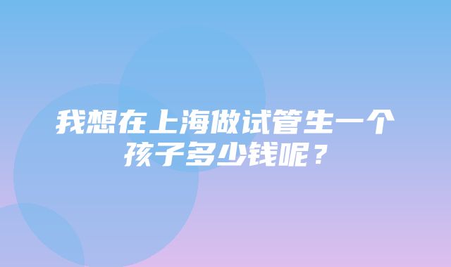 我想在上海做试管生一个孩子多少钱呢？