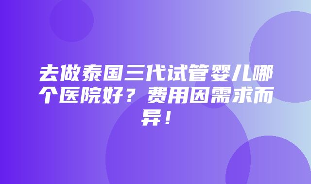 去做泰国三代试管婴儿哪个医院好？费用因需求而异！