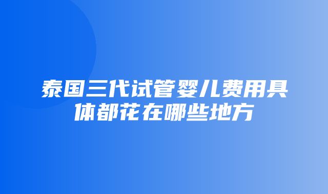 泰国三代试管婴儿费用具体都花在哪些地方