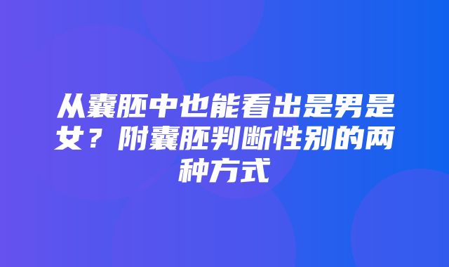 从囊胚中也能看出是男是女？附囊胚判断性别的两种方式