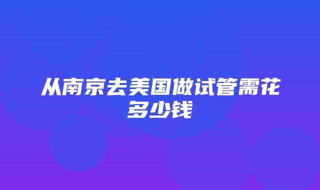 从南京去美国做试管需花多少钱