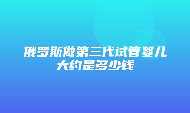 俄罗斯做第三代试管婴儿大约是多少钱