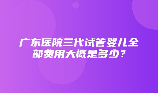 广东医院三代试管婴儿全部费用大概是多少？