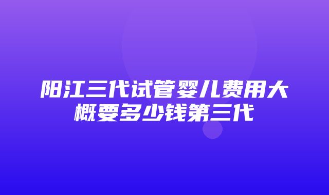 阳江三代试管婴儿费用大概要多少钱第三代