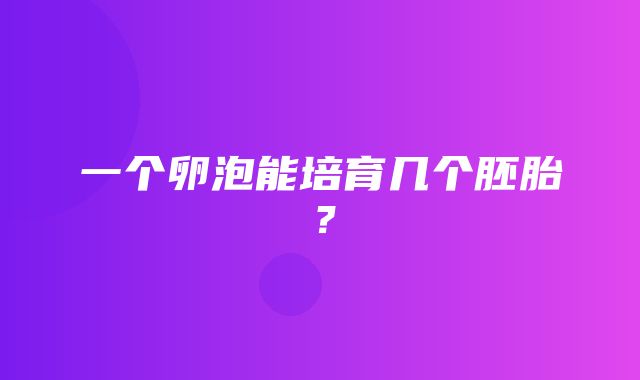 一个卵泡能培育几个胚胎？