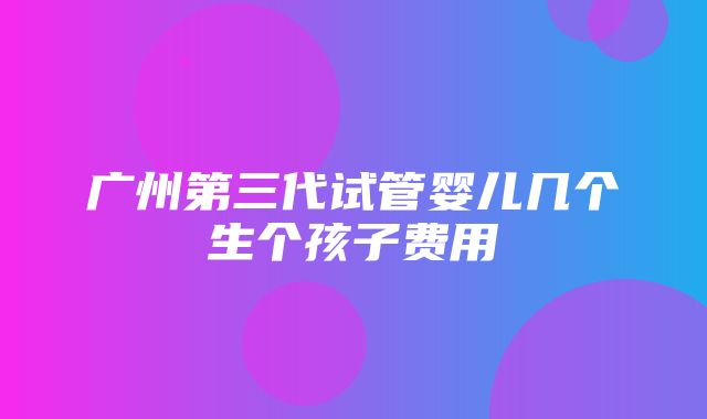 广州第三代试管婴儿几个生个孩子费用