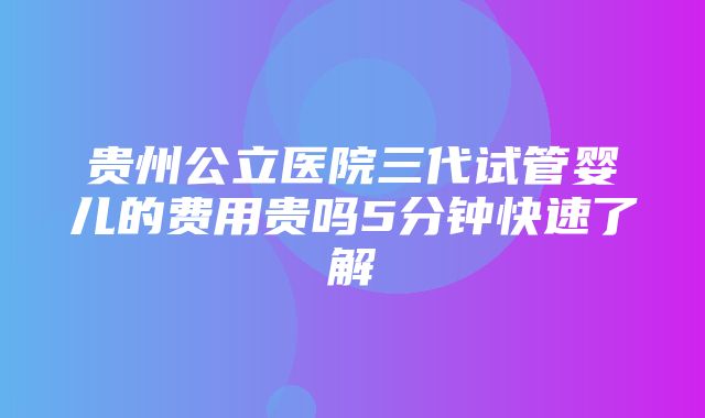 贵州公立医院三代试管婴儿的费用贵吗5分钟快速了解