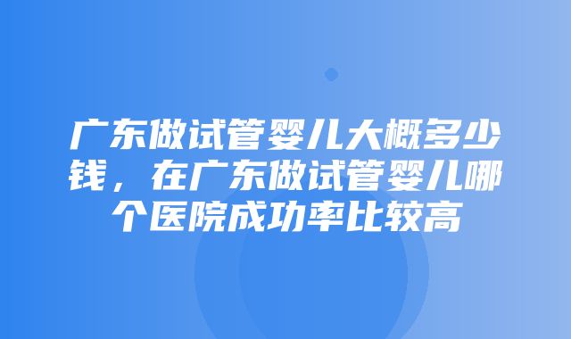 广东做试管婴儿大概多少钱，在广东做试管婴儿哪个医院成功率比较高