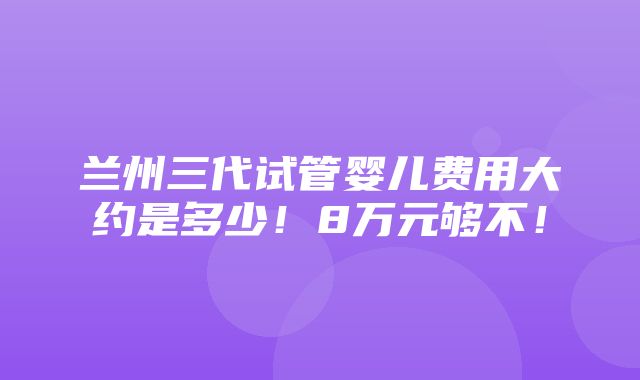 兰州三代试管婴儿费用大约是多少！8万元够不！