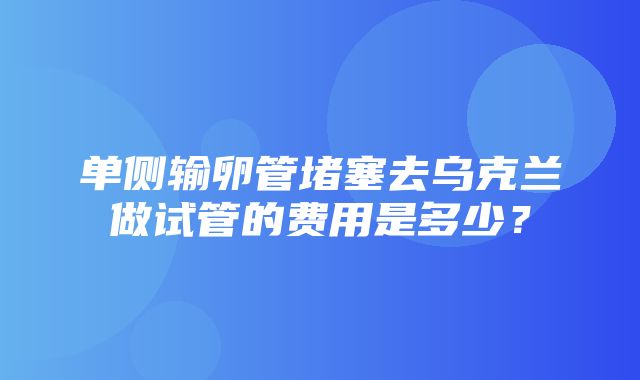 单侧输卵管堵塞去乌克兰做试管的费用是多少？