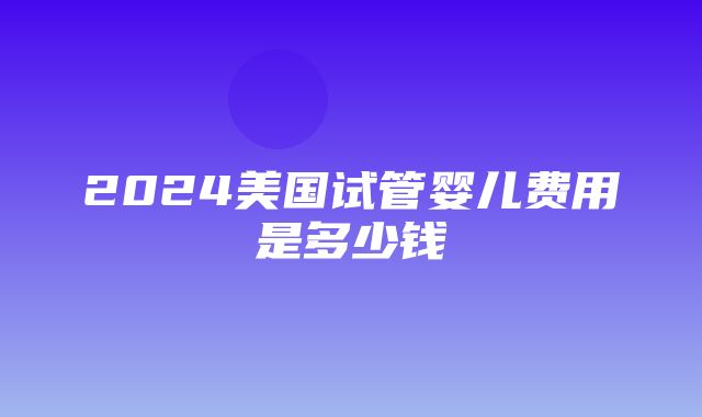 2024美国试管婴儿费用是多少钱