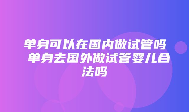 单身可以在国内做试管吗 单身去国外做试管婴儿合法吗