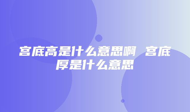 宫底高是什么意思啊 宫底厚是什么意思