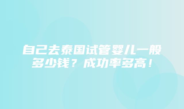 自己去泰国试管婴儿一般多少钱？成功率多高！