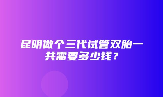 昆明做个三代试管双胎一共需要多少钱？