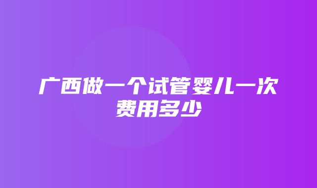 广西做一个试管婴儿一次费用多少