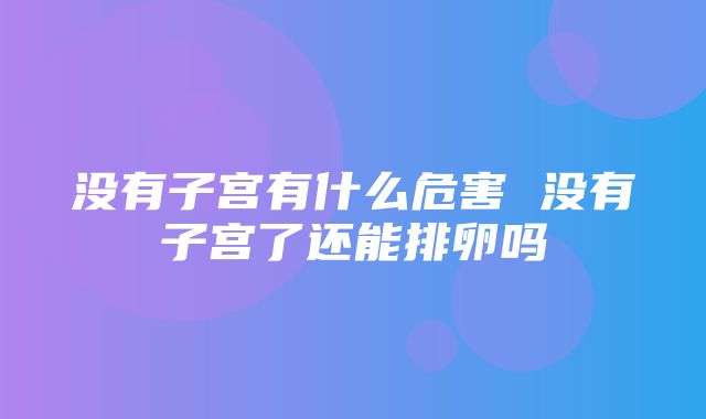 没有子宫有什么危害 没有子宫了还能排卵吗