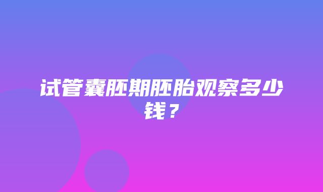 试管囊胚期胚胎观察多少钱？