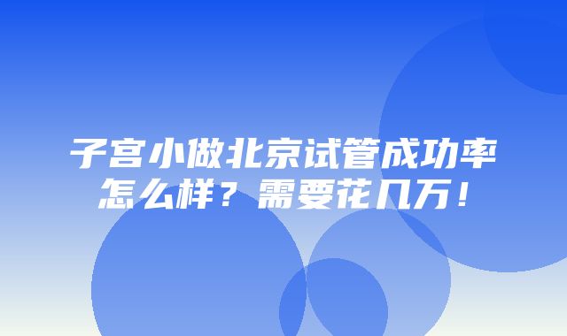 子宫小做北京试管成功率怎么样？需要花几万！