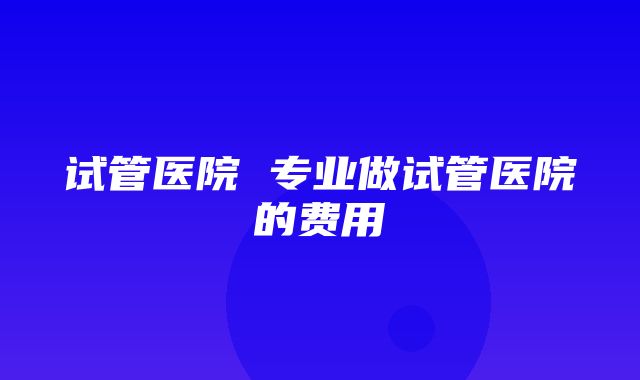 试管医院 专业做试管医院的费用