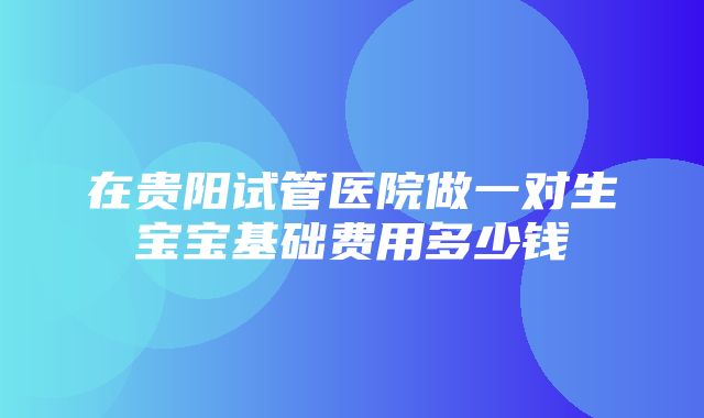 在贵阳试管医院做一对生宝宝基础费用多少钱