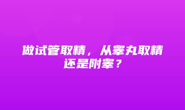 做试管取精，从睾丸取精还是附睾？