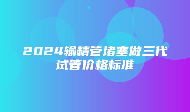 2024输精管堵塞做三代试管价格标准