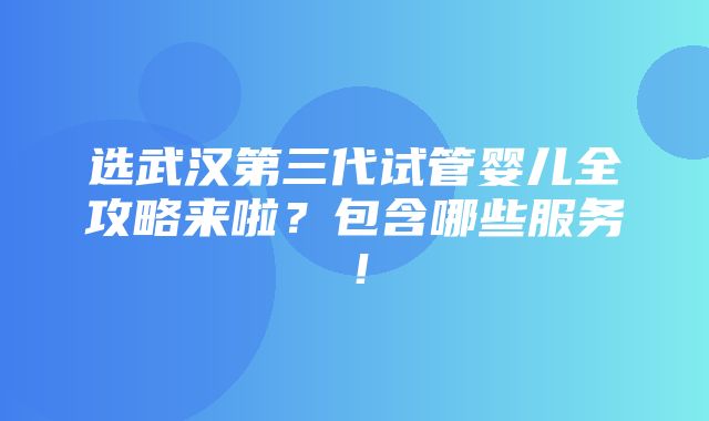 选武汉第三代试管婴儿全攻略来啦？包含哪些服务！