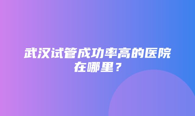 武汉试管成功率高的医院在哪里？