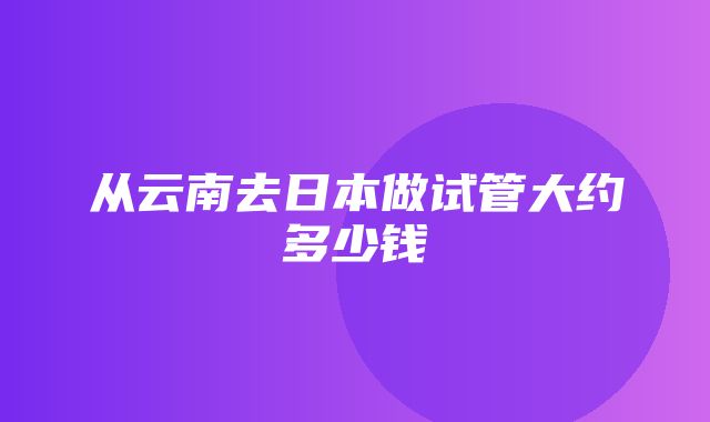 从云南去日本做试管大约多少钱