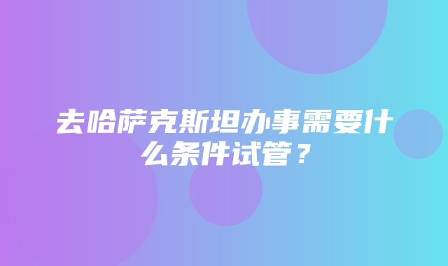 去哈萨克斯坦办事需要什么条件试管？