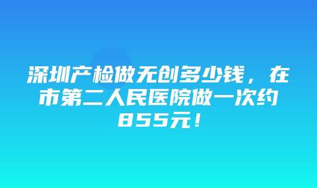 深圳产检做无创多少钱，在市第二人民医院做一次约855元！