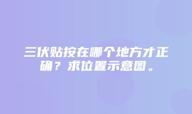 三伏贴按在哪个地方才正确？求位置示意图。