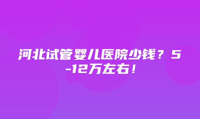 河北试管婴儿医院少钱？5-12万左右！