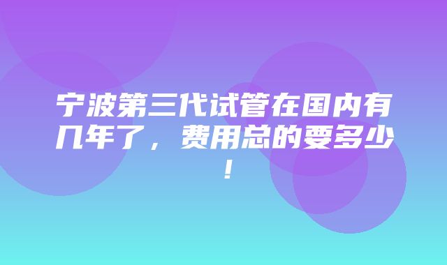 宁波第三代试管在国内有几年了，费用总的要多少！