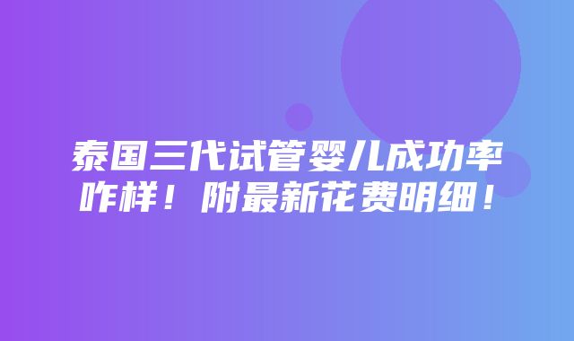 泰国三代试管婴儿成功率咋样！附最新花费明细！