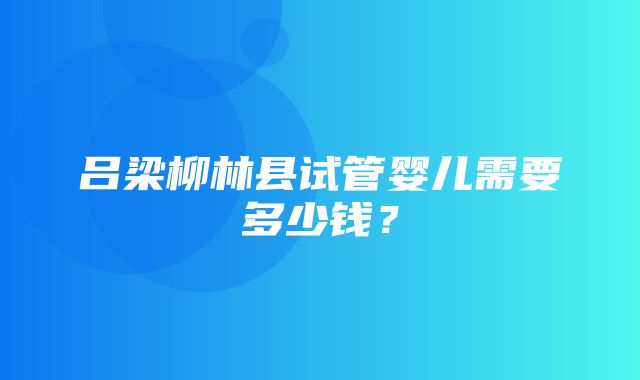 吕梁柳林县试管婴儿需要多少钱？