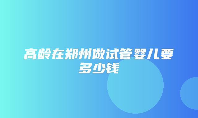 高龄在郑州做试管婴儿要多少钱