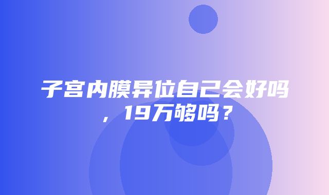 子宫内膜异位自己会好吗，19万够吗？