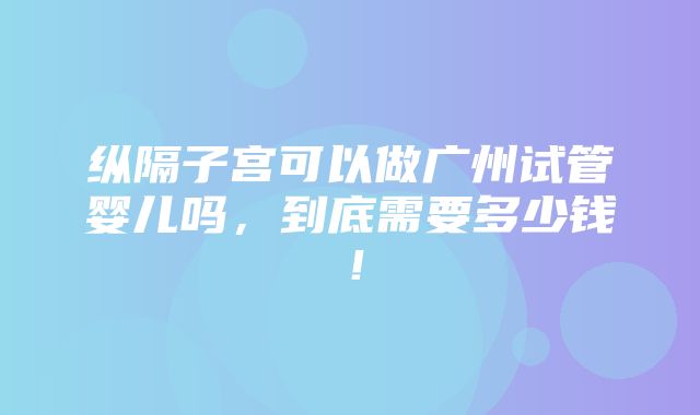 纵隔子宫可以做广州试管婴儿吗，到底需要多少钱！