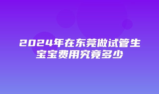 2024年在东莞做试管生宝宝费用究竟多少