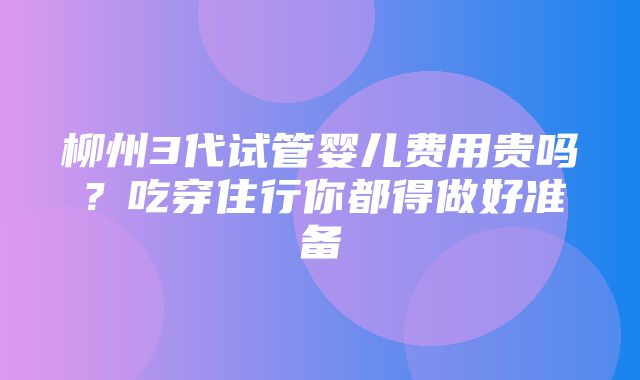 柳州3代试管婴儿费用贵吗？吃穿住行你都得做好准备