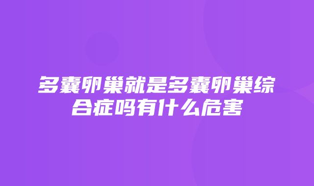 多囊卵巢就是多囊卵巢综合症吗有什么危害