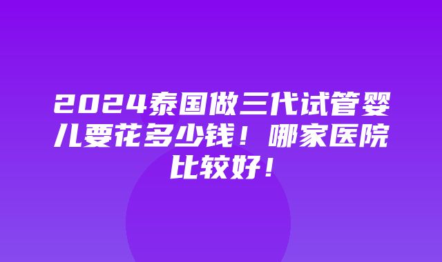 2024泰国做三代试管婴儿要花多少钱！哪家医院比较好！