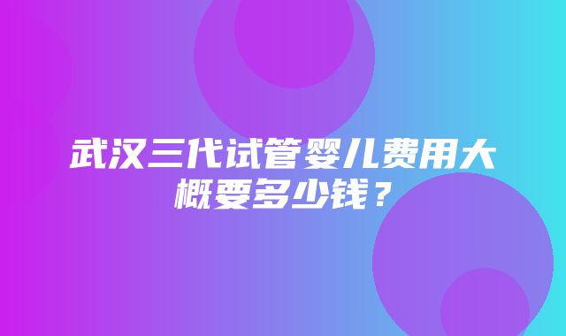 武汉三代试管婴儿费用大概要多少钱？