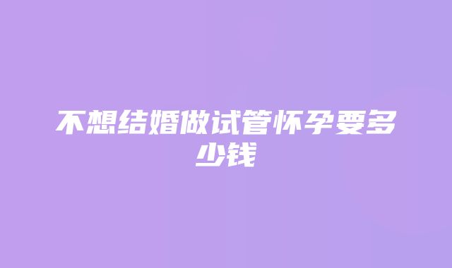 不想结婚做试管怀孕要多少钱