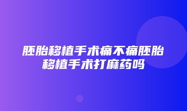 胚胎移植手术痛不痛胚胎移植手术打麻药吗