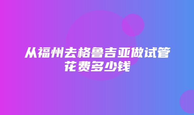 从福州去格鲁吉亚做试管花费多少钱